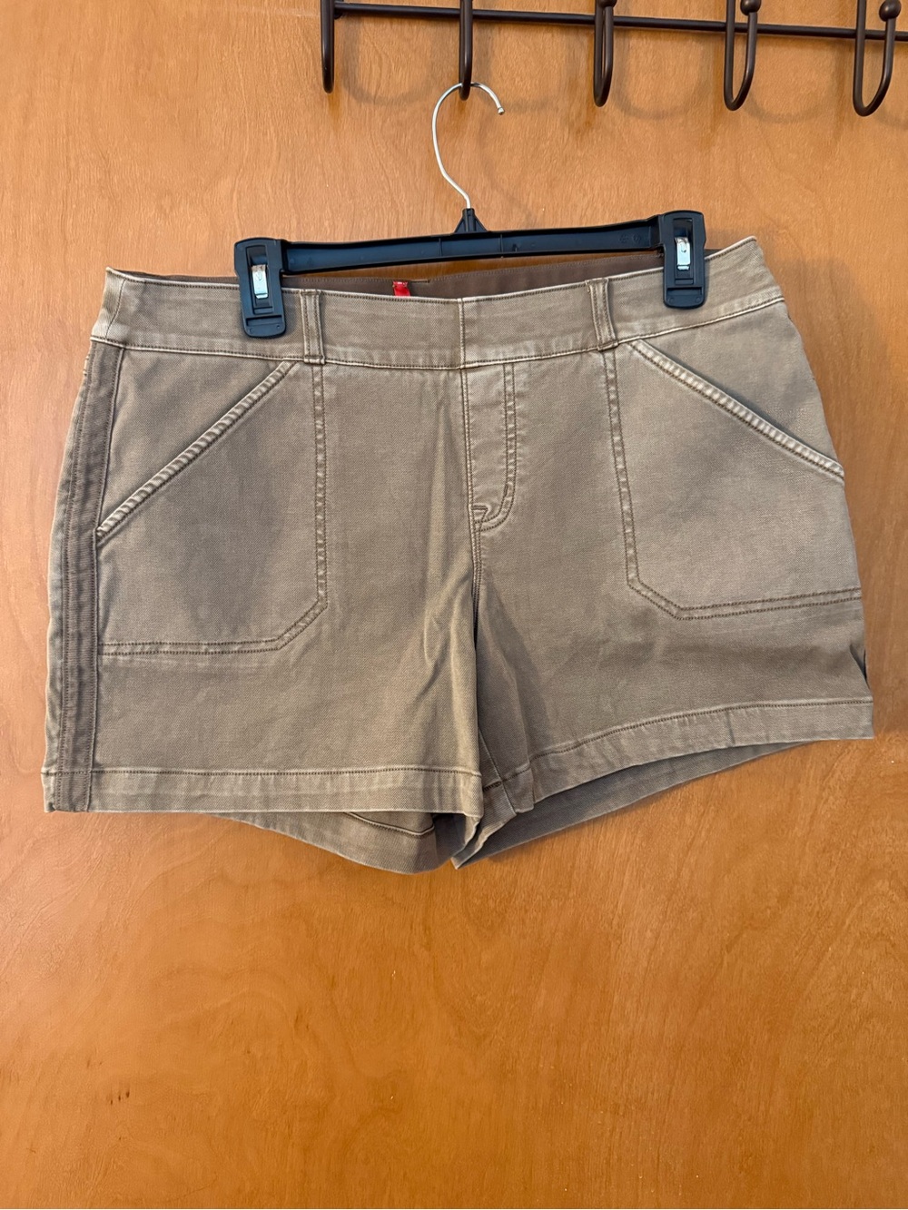 SPANX Brown Utility Cotton-Blend Jean Shorts